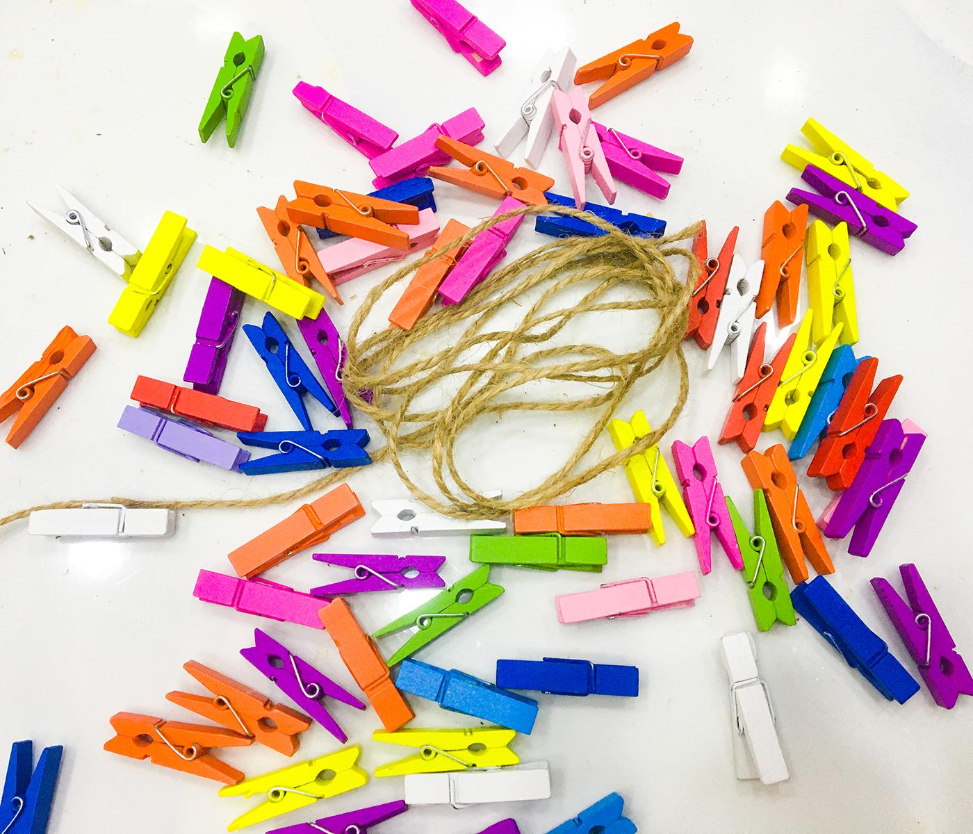 20 kẹp gỗ màu sắc + 1.5m dây