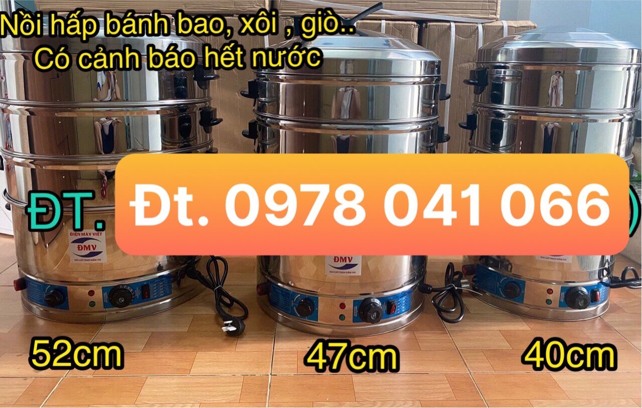 Nồi hấp xôi giò chả,bánh bao, bánh flan bằng điện 3 tầng 52cm