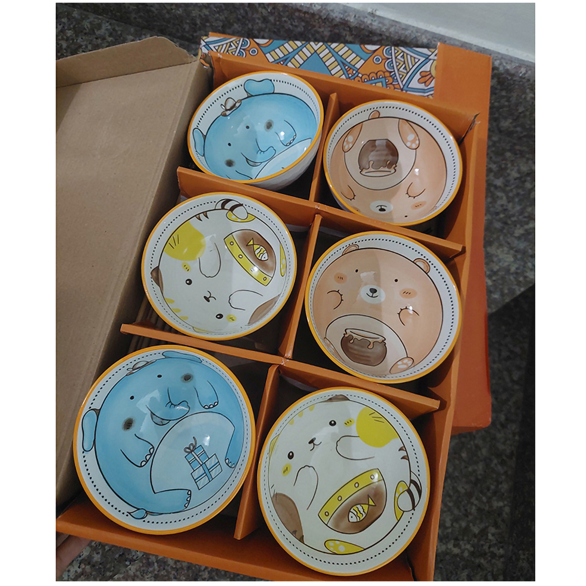 Bộ 6 Chén Đũa Có Hộp - Hình Thú
