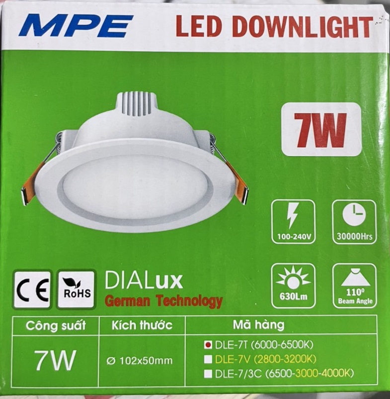 ĐÈN LED ÂM TƯỜNG 9W MPE . DOWNLIGHT - TIẾT KIỆM ĐIỆN