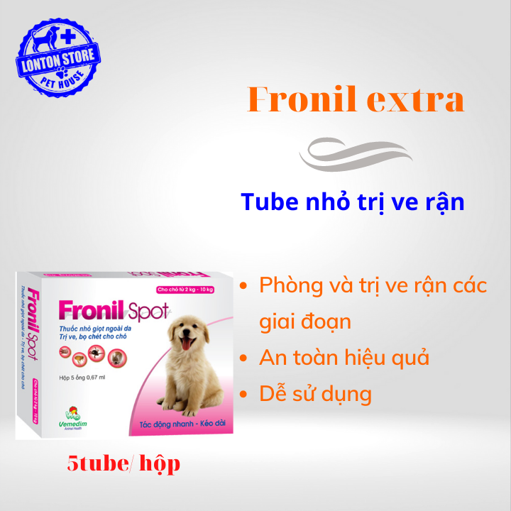 VEMEDIM Fronil Spot (1 ống) nhỏ giọt lên da diệt ve, bọ chét chó mèo. Vemedim & Lonton store, nhỏ gáy diệt ve- Lonton Shop