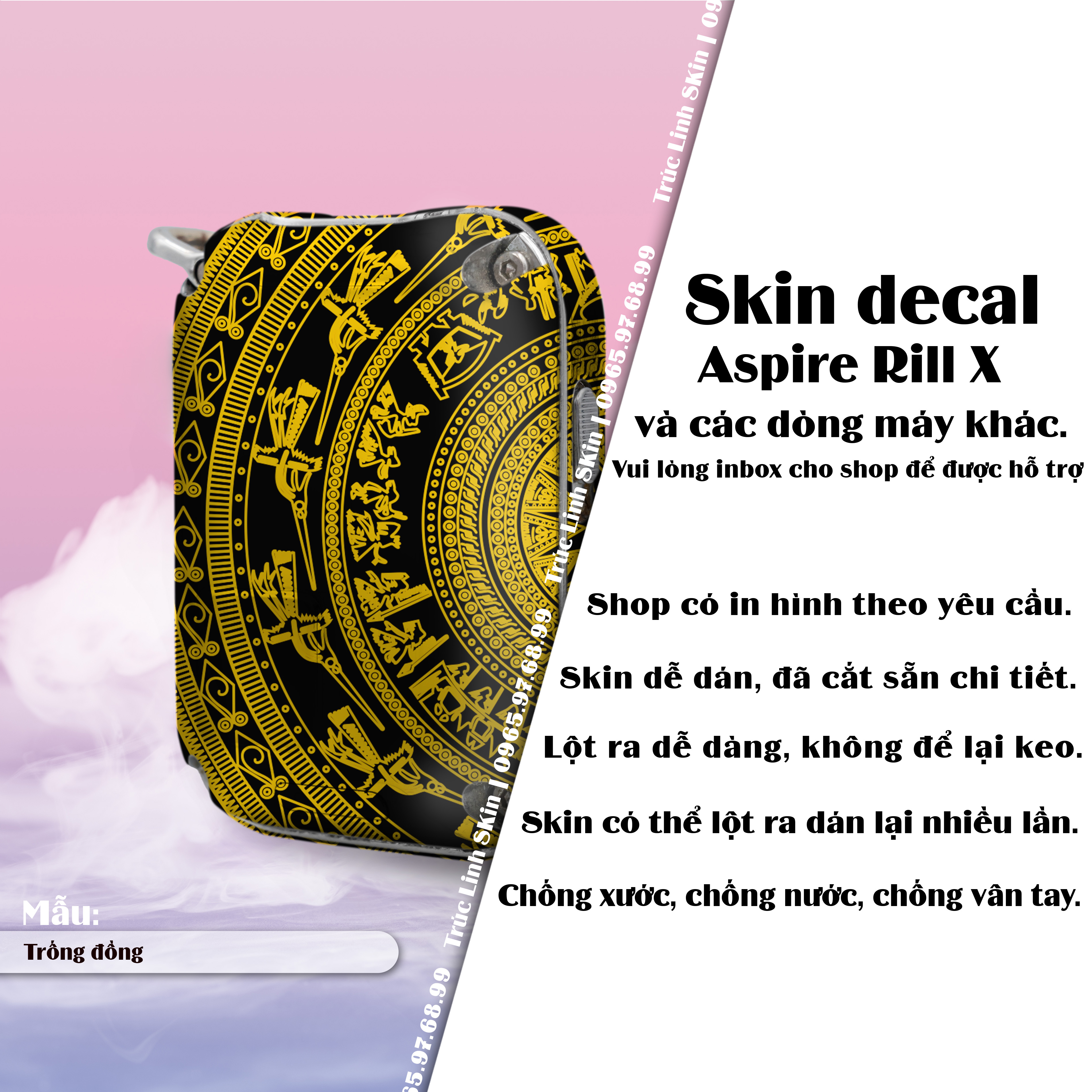 Miếng dán skin cho Riil X mẫu Trống đồng