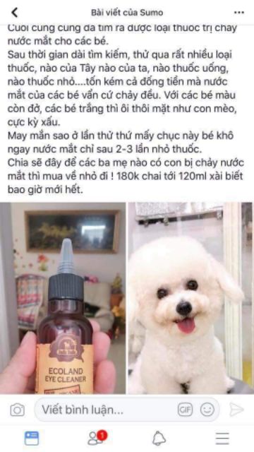[HCM]Dung dịch vê sinh mắt cho cún ECOLAND EYE CLEANER
