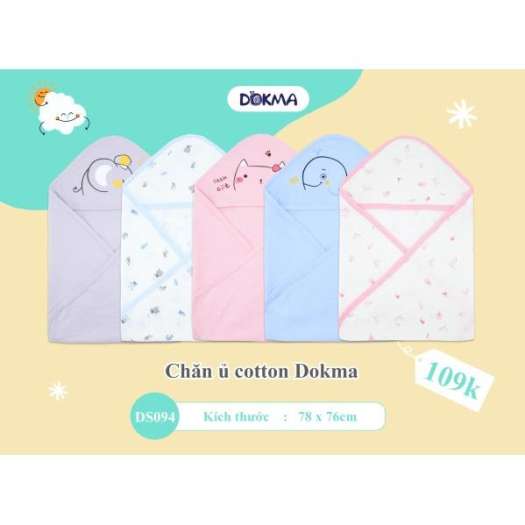 Chăn ủ bé sơ sinh cotton siêu mềm dokma