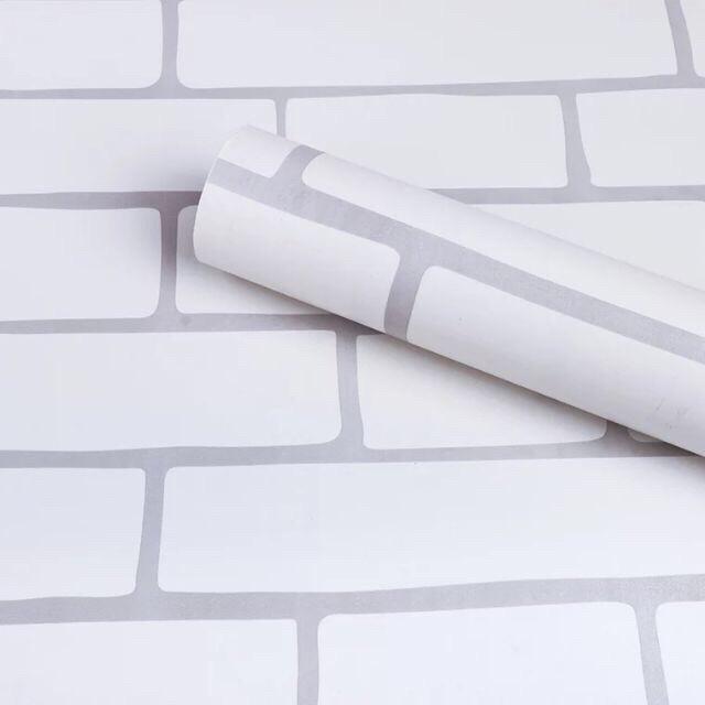 5 Mét Giấy Dán Tường, Khổ 45CM Rộng Decal PVC Trang Trí ( có keo ) - GẠCH TRẮNG TRƠN PT0991