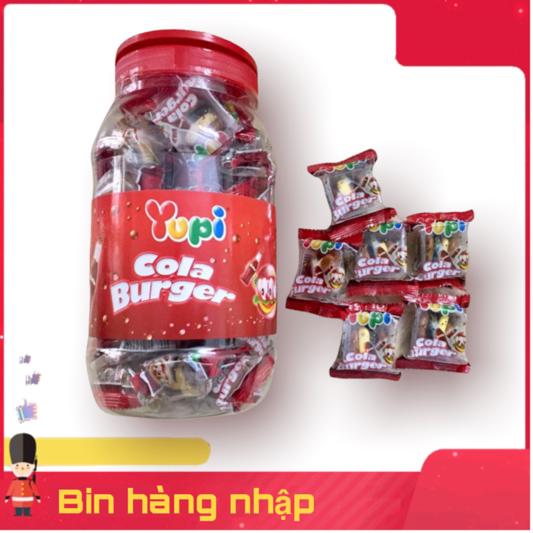 3 Hủ Kẹo Dẻo Yupi Hamburger (108 gói)