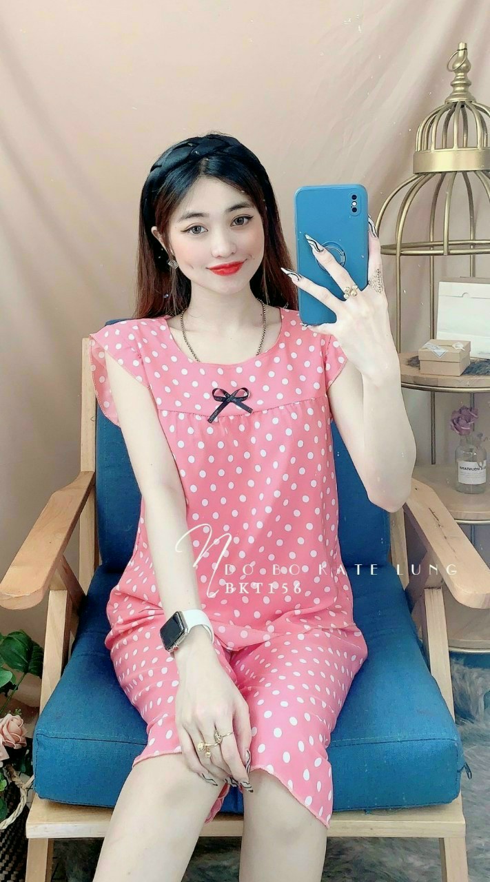 Đồ bộ mặc nhà kate lụa chấm bi