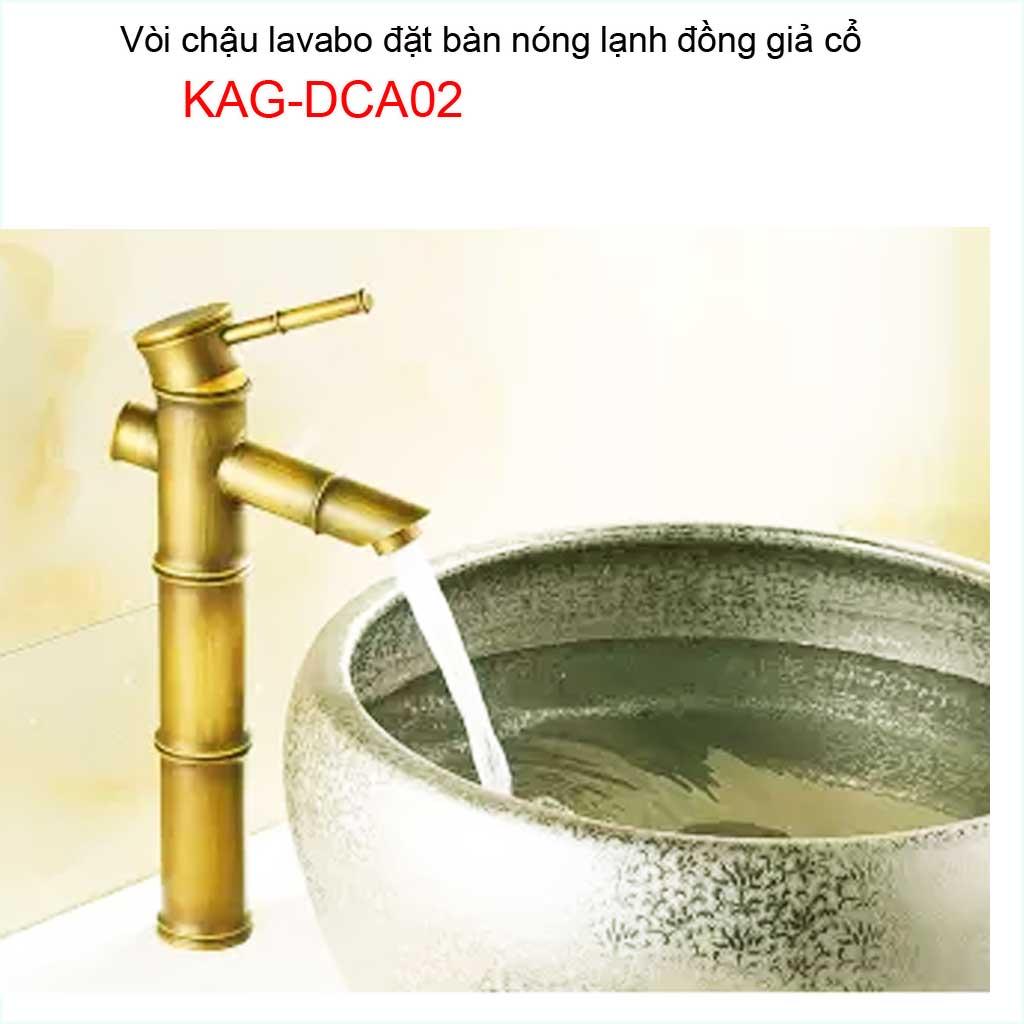 Vòi lavabo đồng cao 30cm vòi đồng giả cổ Blanca vòi cho chậu đặt bàn KAG-DCA02