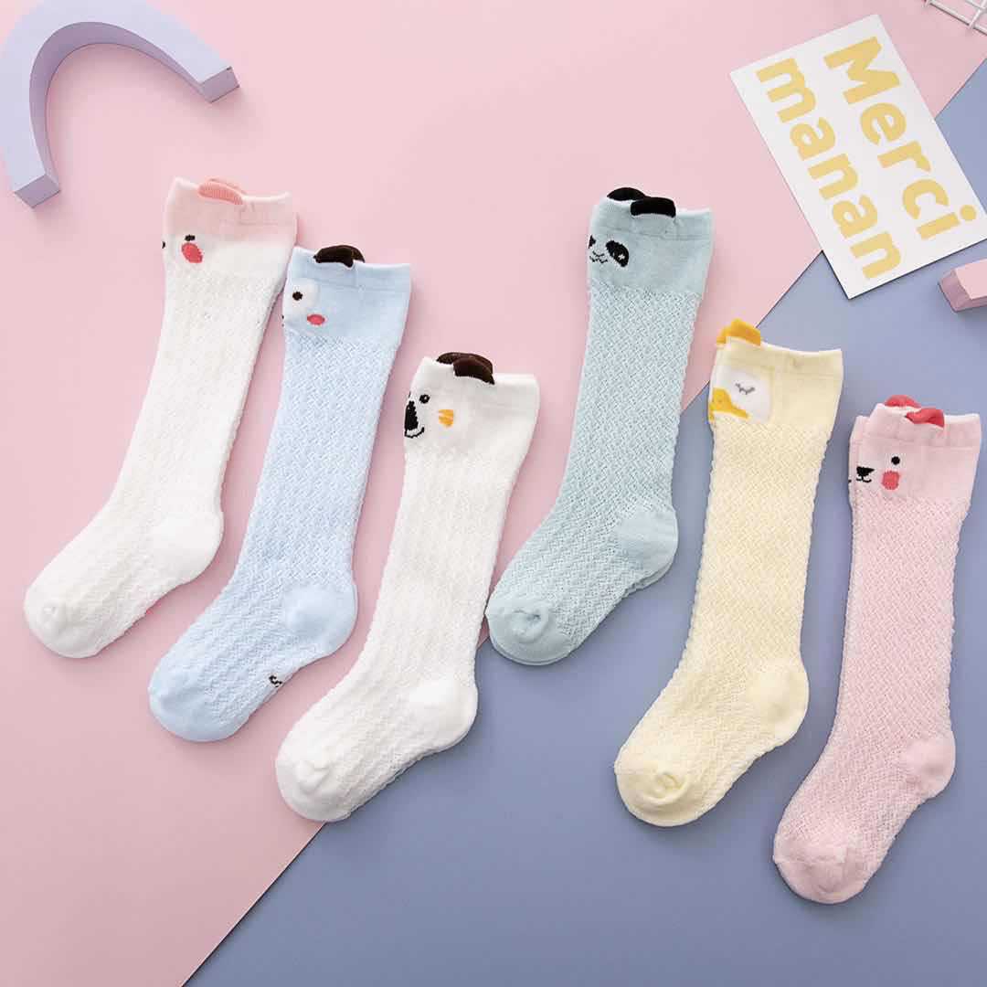 Set 3 Đôi Tất Boot Lưới Cao Cổ Con Gà Cho Bé