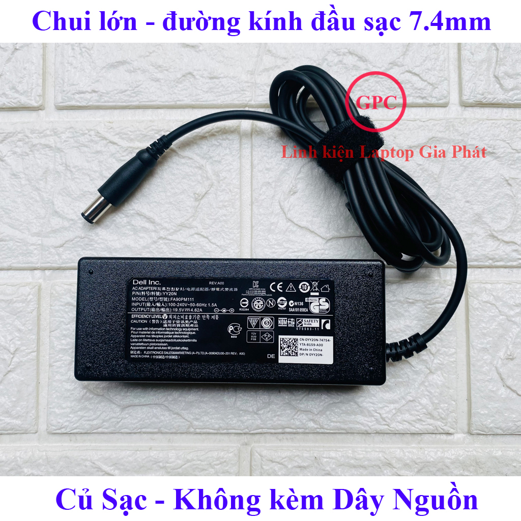 [Chân To] Sạc Laptop Dell Latitude E6420 E6410 E6430 E6520 E6530 E6400 E6220 E6230 E6320 E4300 E4310 Chân Kim To đường kính đầu sạc 7.4mm (ký hiệu Φ7.4x5.0mm)