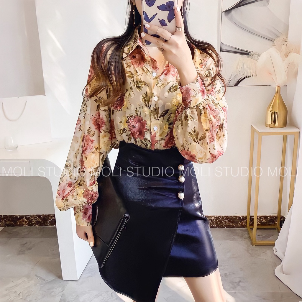 [HÀNG QCCC] Áo sơ mi tơ ép hoa cao cấp mã M5
