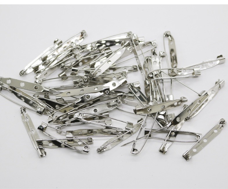 Phôi pin cài áo đế dài màu bạc (gói 5 cái)