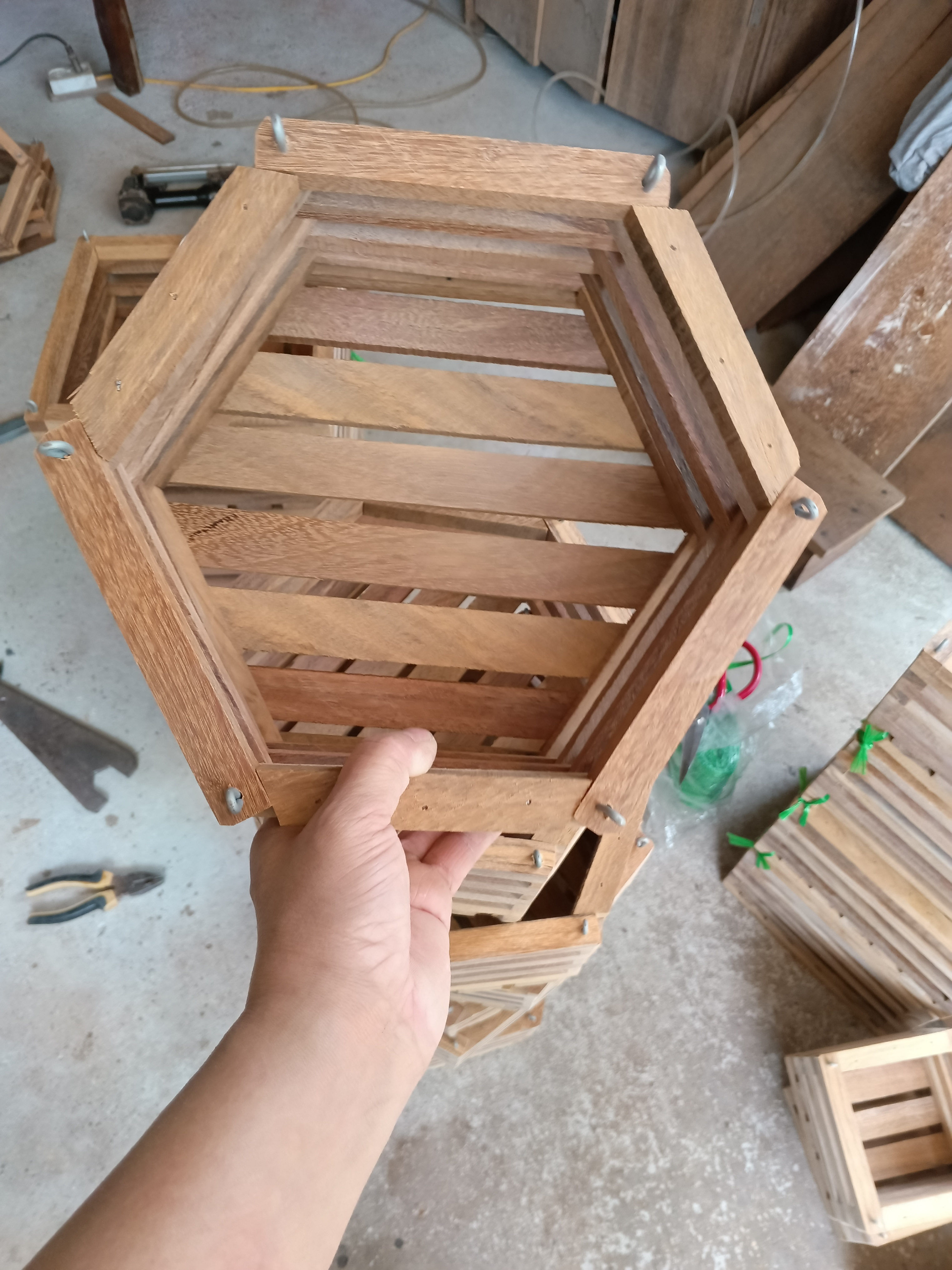 combo 3 chậu gỗ lục giác size 20cm