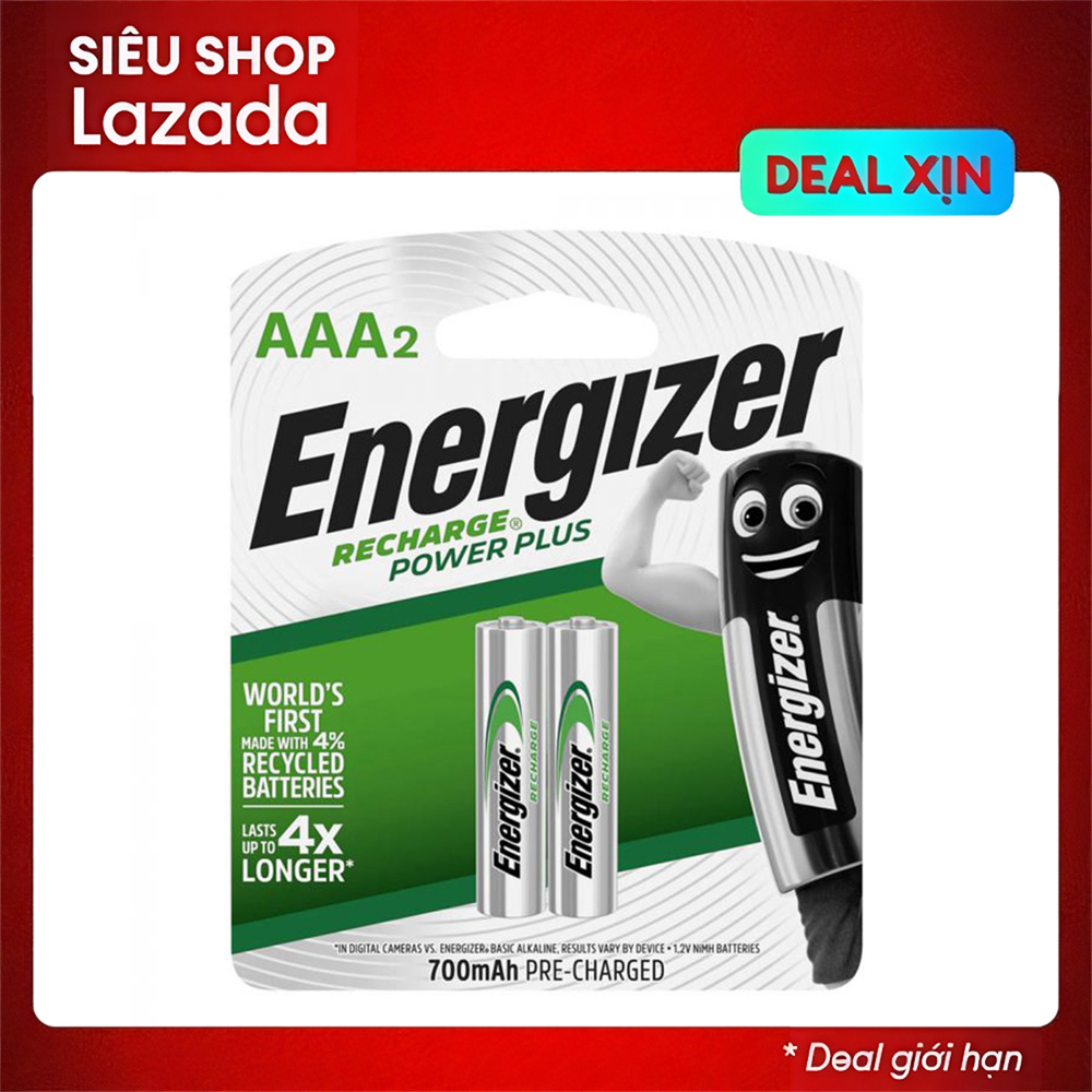 Bộ 2 Pin sạc AAA Energizer Recharge 700mAh 1.2V tương thích mọi thiết bị