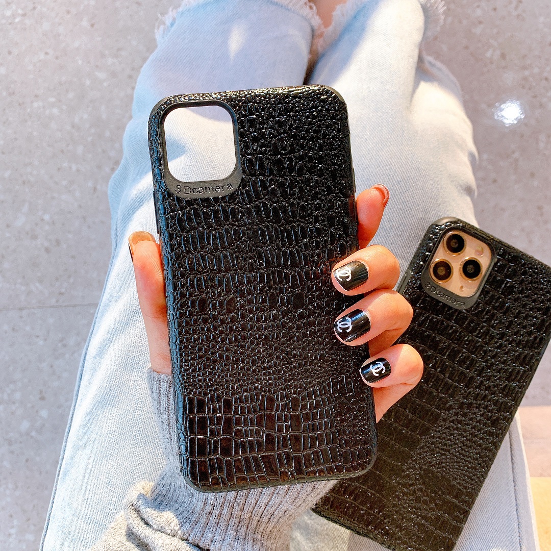 Ốp Lưng Da IMD Vân Nổi Crocodile Black