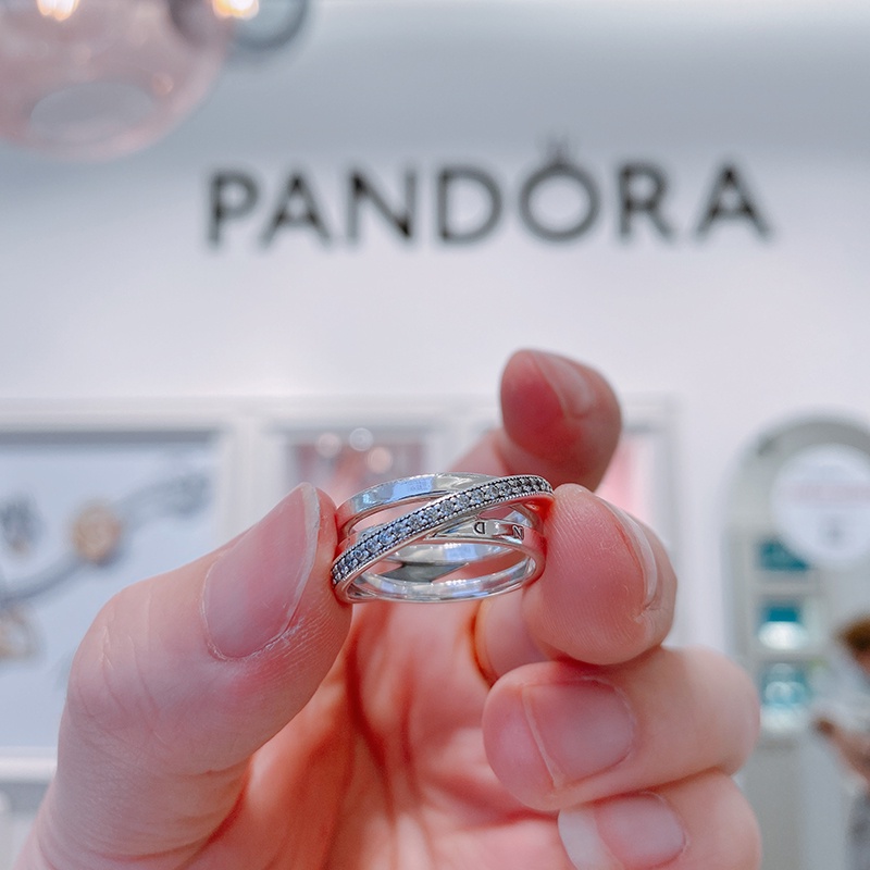 Nhẫn Pandora Crossover Pavé Triple Band Ring 8055SV