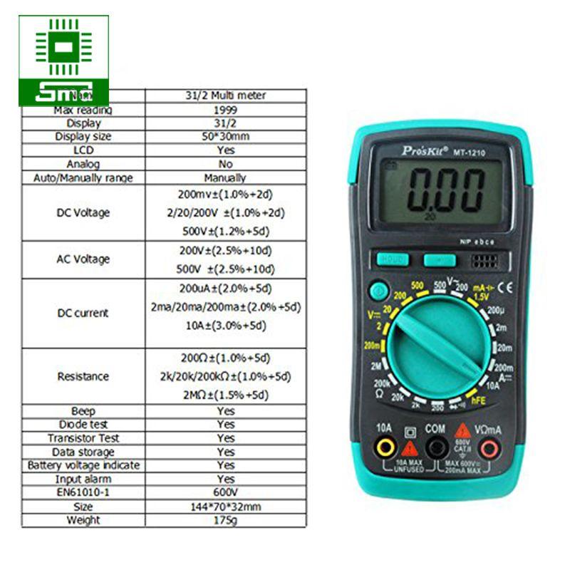 Đồng hồ vạn năng điện tử Pro'skit MT-1210-C (Proskit MT 1210 C)
