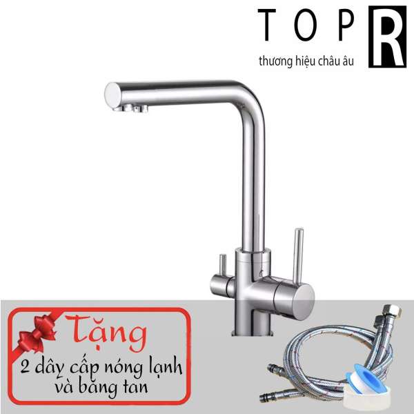 Vòi rửa bát nóng lạnh 3 đường nước TOP R - Tặng 2 dây cấp và băng tan - V301