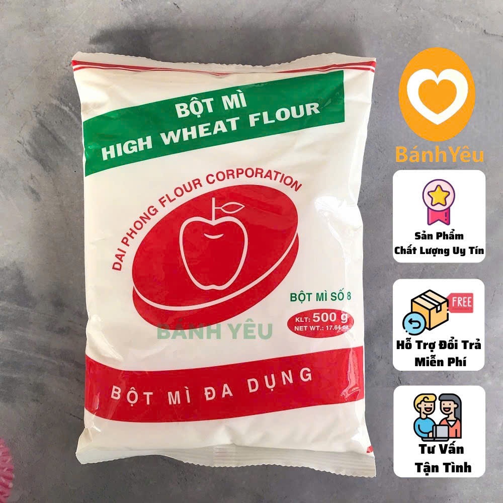 Bột mì Số 8 hiệu Táo Đỏ 500g dung làm bánh,..