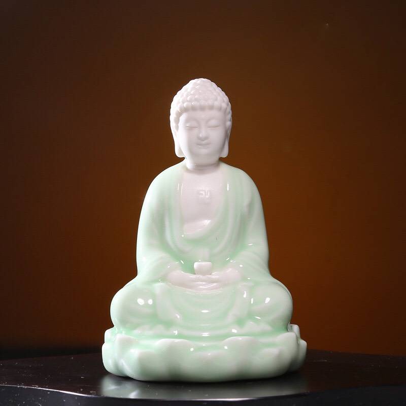 tượng phật Adida ngồi tọa sen xanh ngọc
