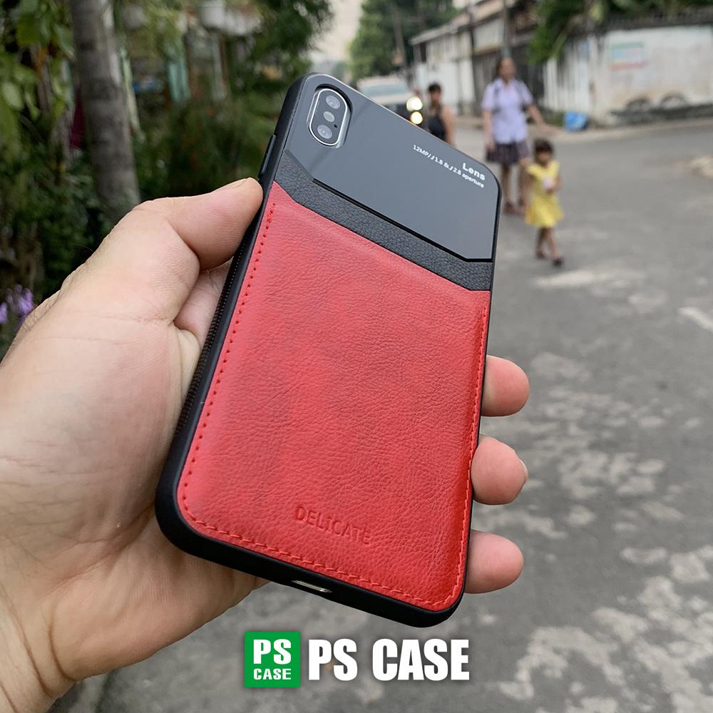 Ốp lưng da kính cao cấp dành cho iPhone X / iPhone XS - Màu đỏ - PS Case Phân Phối