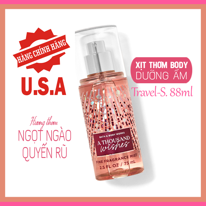 Xịt thơm toàn thân mini du lịch A thousand Wishes - Bath & Body Works 75ml 88ml - Travel size