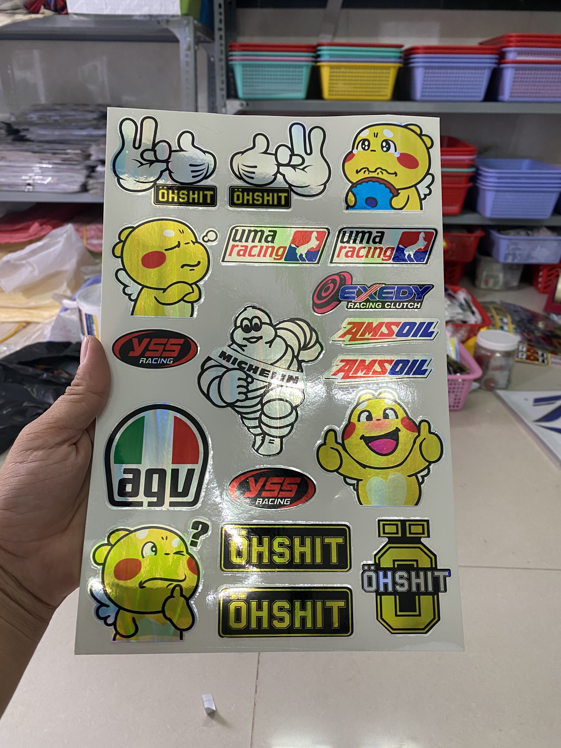 combo logo sticker bảy màu chiếu đẹp