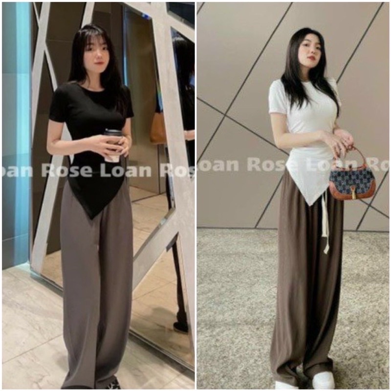 ÁO THUN GÂN XẺ TÀ RÚT DÂY CỰC XINH