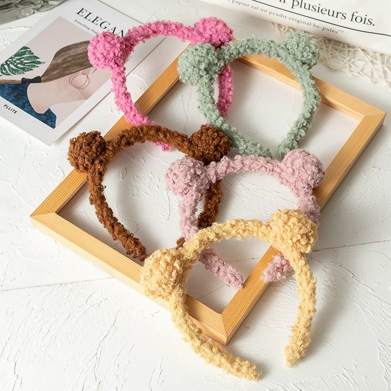 Bờm tóc - Băng đô bờm cotton phối tai gấu thời trang Hàn Quốc