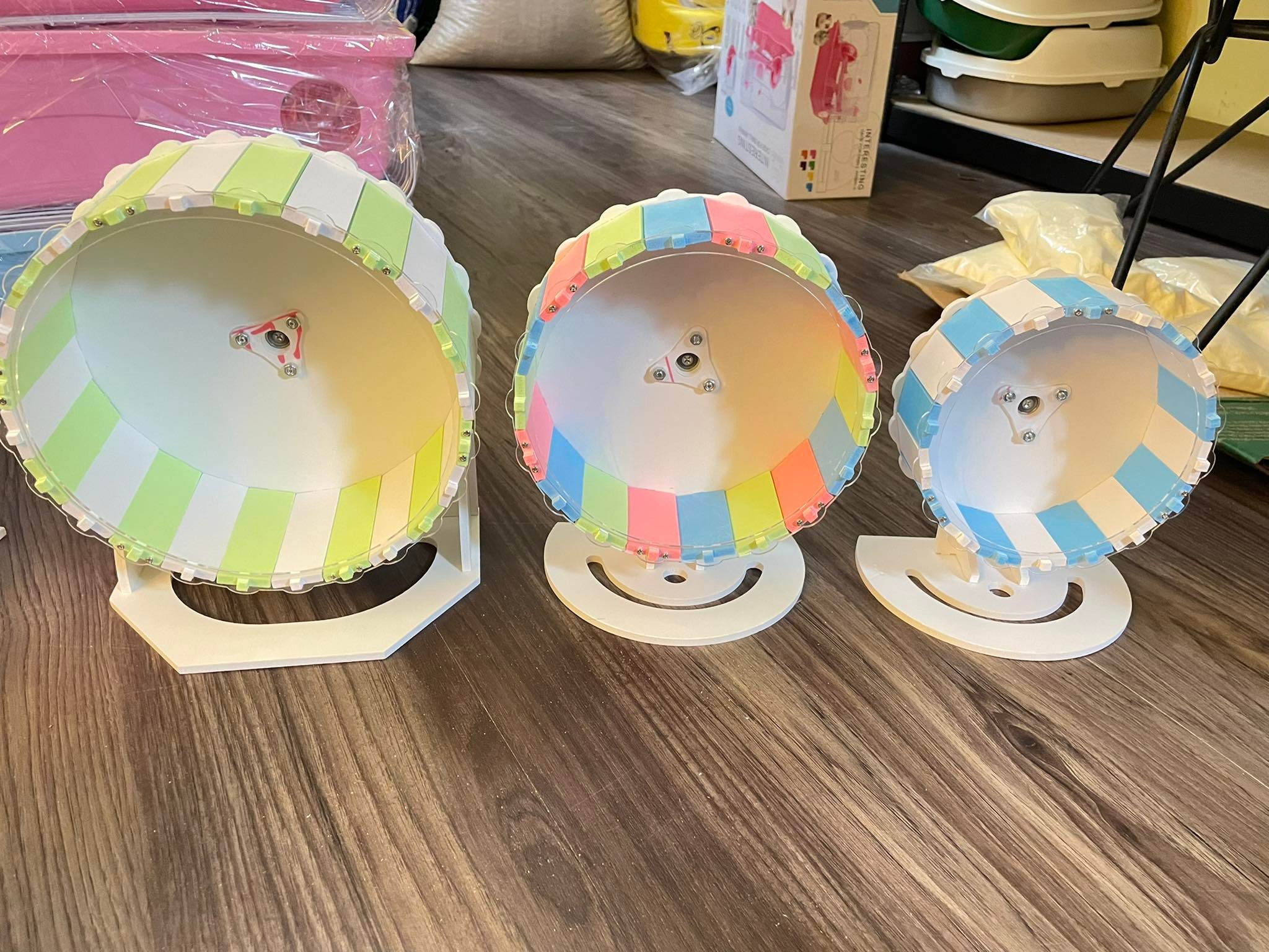 Whell gỗ ép lắp ráp Đa sắc size 16cm,18,5cm,21cm cho hamster,nhím,bọ ,..