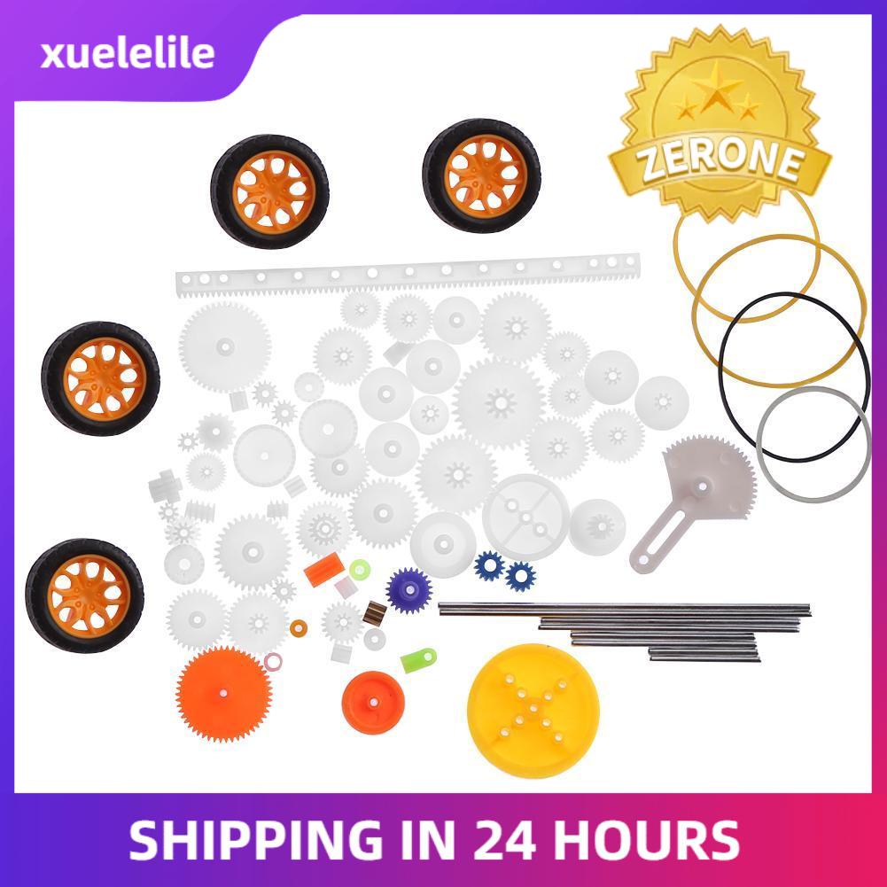 78pcs Plastic Gears Pulley Belt Worm Rack Kits Gear Set Shaft Belt DIY Set Accessories