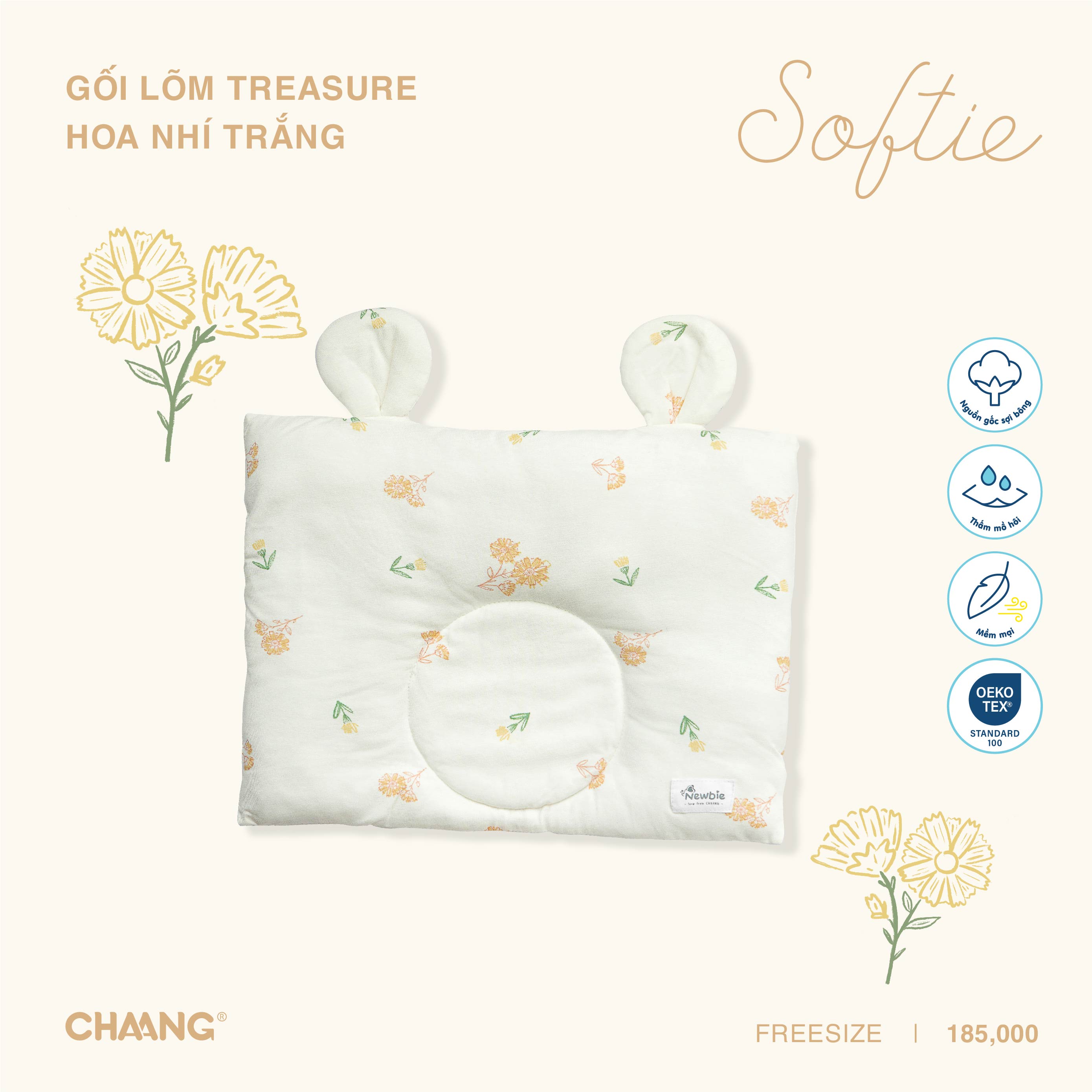[CHAANG] Gối lõm cho bé sơ sinh Treasure Chaang
