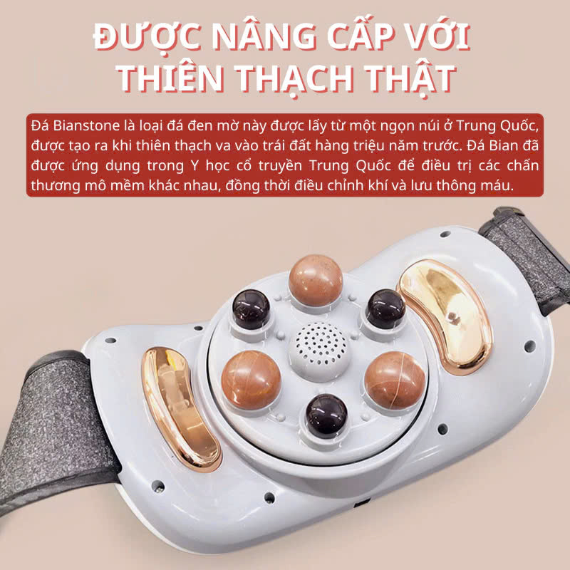 Máy Massage Bụng Giam Mỡ, Đai Massage Đánh Tan Mỡ Bụng Cao Cấp Có Đèn Hồng Ngoại Tích Hợp Đá Nóng Hymalaya Giúp Giảm Mỡ