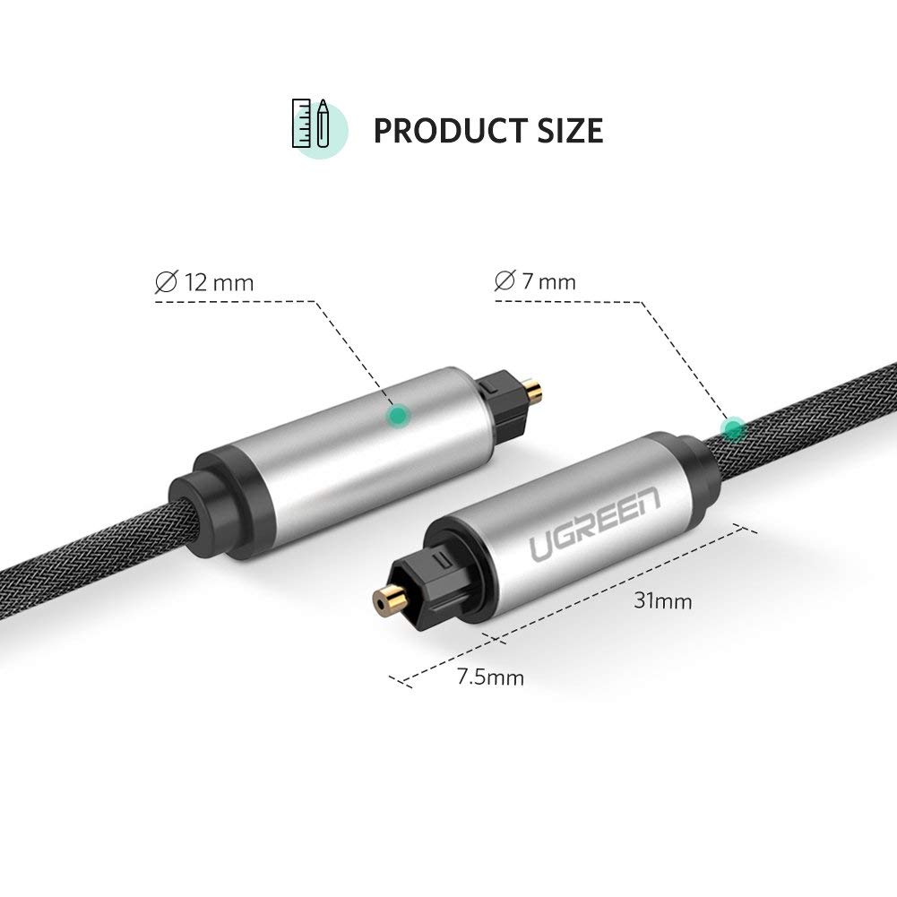 Cáp audio quang (Toslink, Optical) dài 1m Ugreen 10539