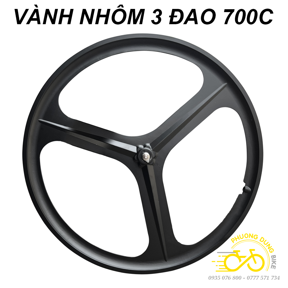 Vành nhôm 3 đao xe đạp 700C cho Fixed Gear, Road