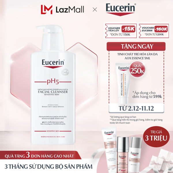 Sữa Rửa Mặt Eucerin Facial Cleanser PH5 Sensitive Skin Cho Da Nhạy Cảm 400ml nhập khẩu