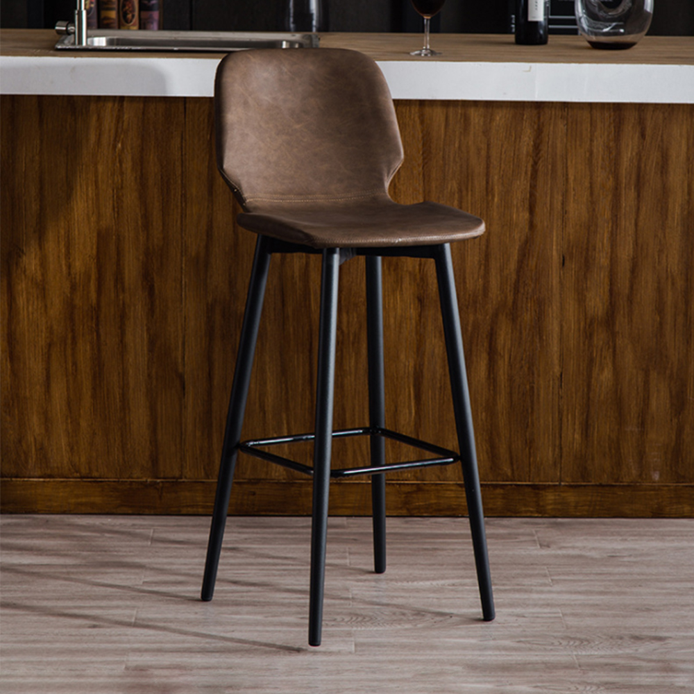 [Freeship] Ghế quầy bar yên xoay 360 độ có tựa lưng IBIE Decos chân sắt sơn tĩnh điện, nệm bọc da sáp ngựa, tùy chọn màu sắc