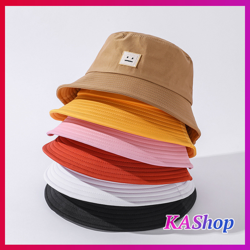 Nón bucket màu trơn icon thêu kute - Nón tai bèo thời thượng