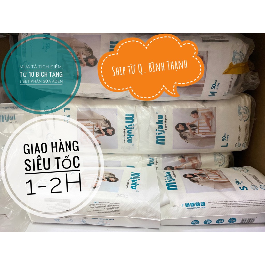 Tã dán cao cấp MIJUKU SIZE S,M,L BỊCH 50 MIẾNG