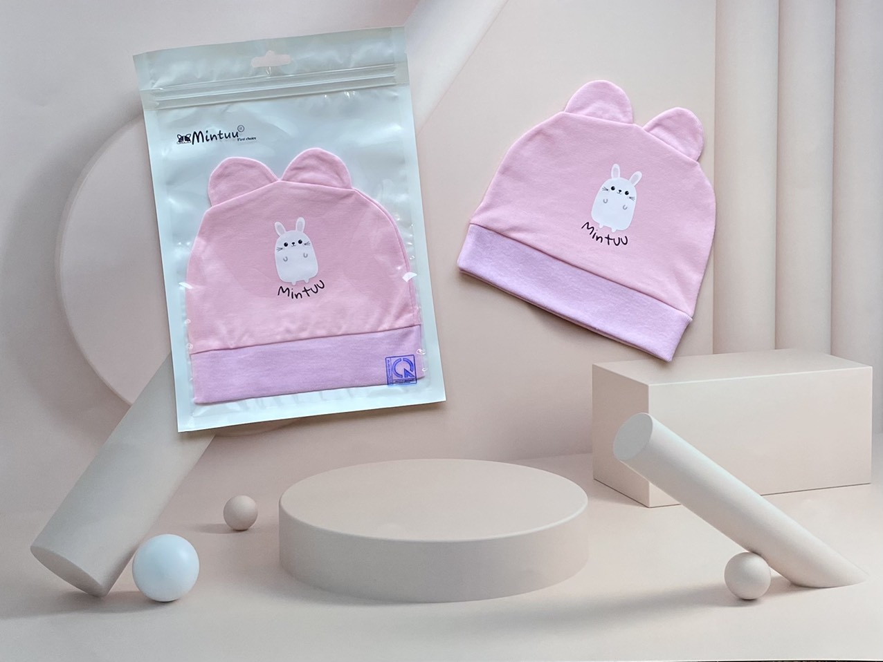 Mũ sơ sinh tai thỏ chất liệu vải 100% cotton 4 chiều thương hiệu MINTUU FIRST CHOICE - Thời trang và đồ dùng cho trẻ em - Hana’s kids