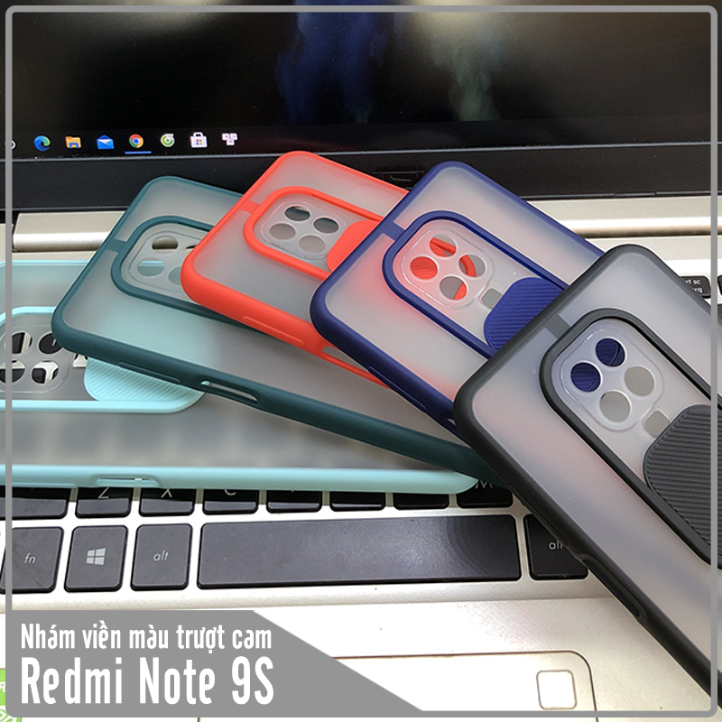Ốp lưng cho Xiaomi Redmi Note 9S - Note 9 Pro nhám viền màu trượt camera