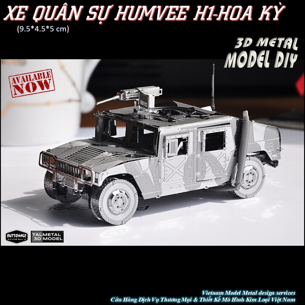 Mô Hình Xe Jeep thiết giáp vận tải quân sự (Kim loại lắp ghép 3D)