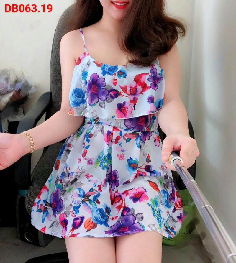 Đầm voan hoa kèm quần-DT