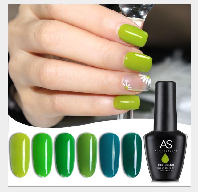 Set sơn móng gel AS 6 màu  xanh nguyên khí chai 15ml