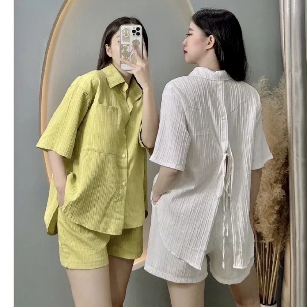Set Quần Đùi Vải Đũi Mát Lạnh