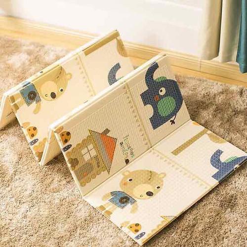 Thảm xốp, thảm XPE Silicone HQ hai mặt gấp gọn cho bé (1m6x2m)