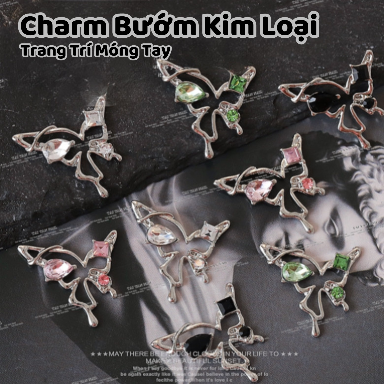 Charm Bướm Treo Cao Cấp Đính Móng CC
