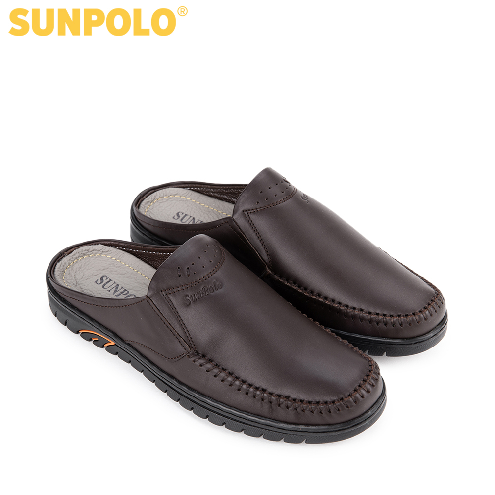 Dép Sapo nam da bò SUNPOLO SPO293 (Đen, Nâu)