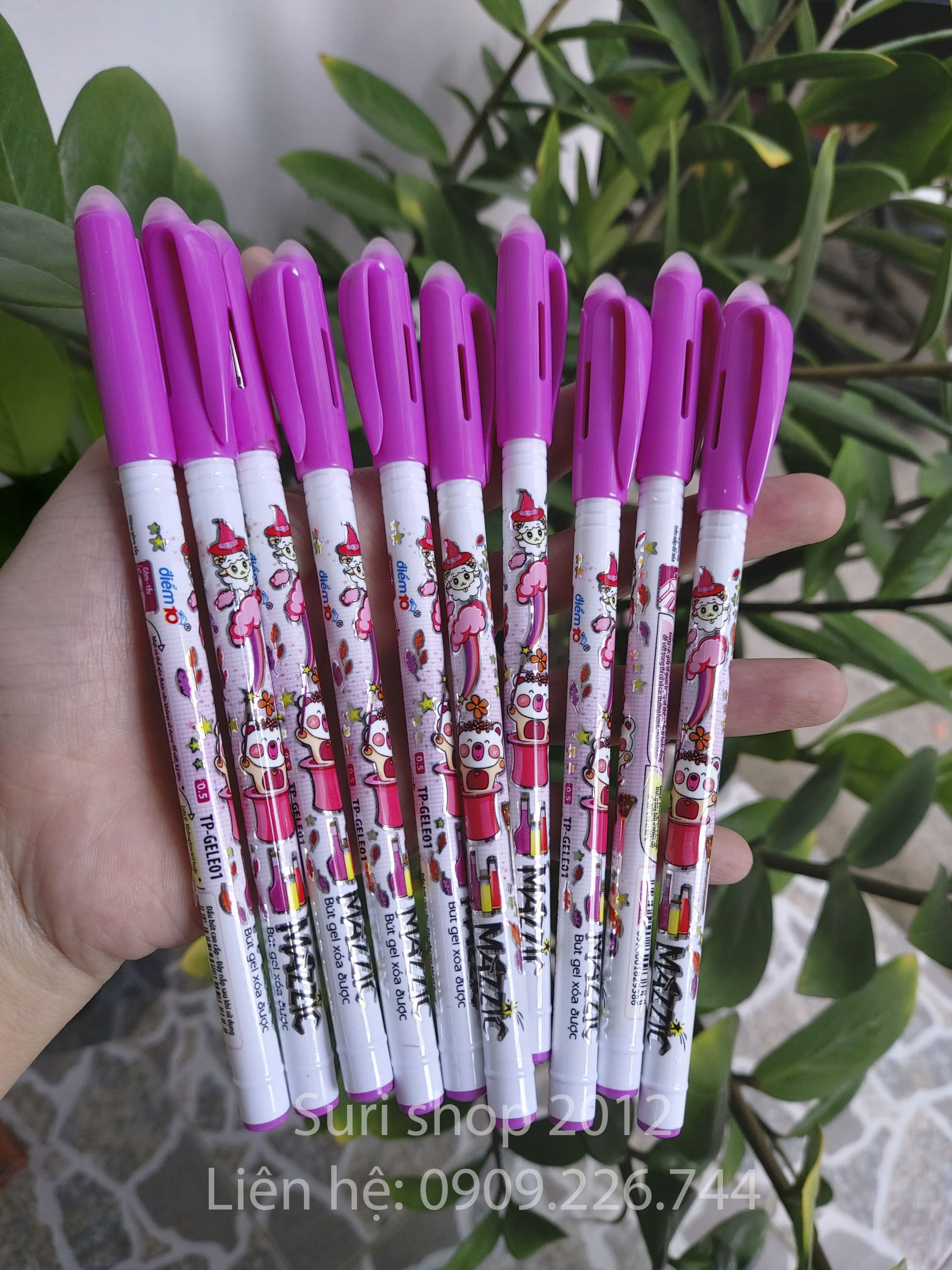 Combo 10 cây Bút gel mực tím xóa được Thiên Long Điểm 10 TL Mazzic dành cho học sinh tiểu học