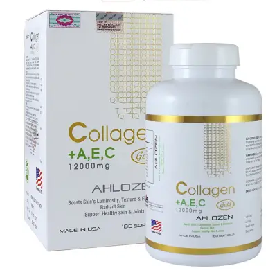 [HCM]Viên Uống Đẹp Da Cải Thiện Khô Hạn Collagen AEC 12000mg GOLD (Hộp 180 Viên)